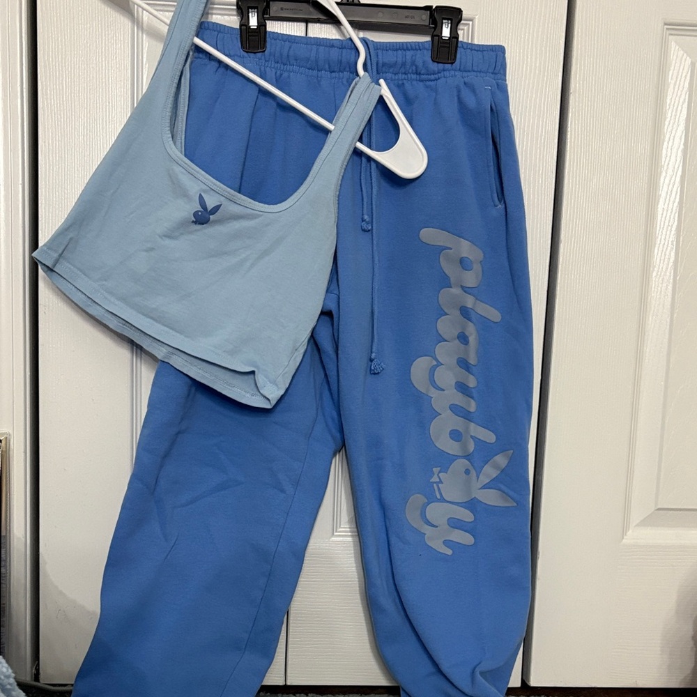 PLAYBOY Blue Tank and Joggers Set